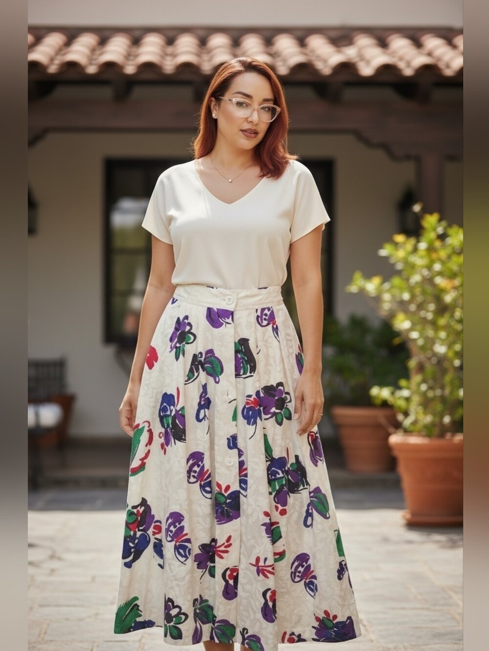 Chic Floral Pocket Skirt